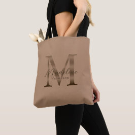 Minimalistisches Schrift-Metallisches Taupe-Gold-M Tasche