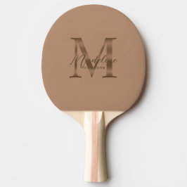 Minimalistisches Schrift-Metallisches Taupe-Gold-M Tischtennis Schläger