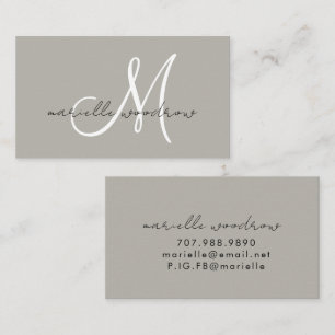 Minimalistisches Schriftmonogramm Dunkelgriege Visitenkarte