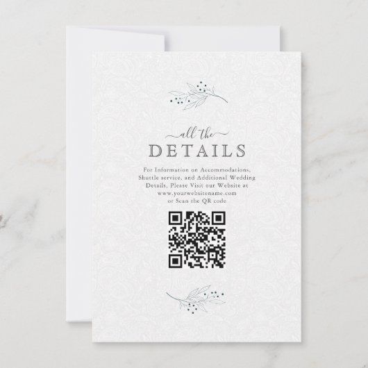 Minimalistisches Schwarz auf Plush White Paisley U Einladung (Vorderseite)