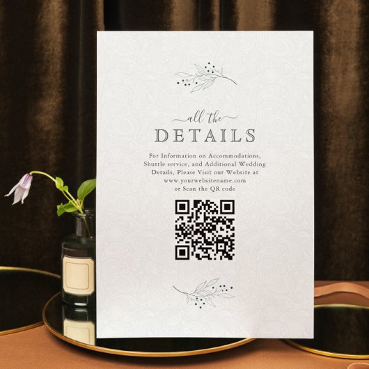 Minimalistisches Schwarz auf Plush White Paisley U Einladung