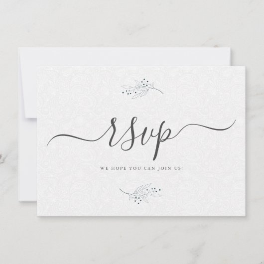 Minimalistisches Schwarz auf Plush White Paisley U Einladung (Vorderseite)