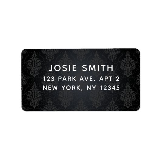Minimalistisches Schwarz auf schwarzem Damast Adressaufkleber (Vorne)