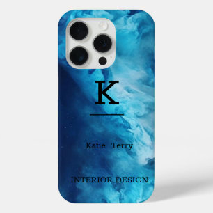Minimalistisches Schwarz-Blau-Modern-Monogramm-Geh Case-Mate iPhone Hülle