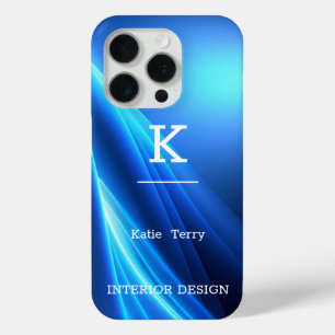 Minimalistisches Schwarz-Blau-Modern-Monogramm-Geh Case-Mate iPhone Hülle