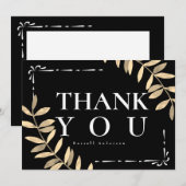 Minimalistisches Schwarz Dankeskarte (Vorne/Hinten)