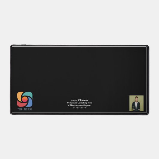 Minimalistisches Schwarz-Firmenlogo Schreibtischunterlage (Vorderseite)