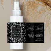 Minimalistisches Schwarz-Flora-Spray-Etikett