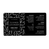 Minimalistisches Schwarz-Flora-Spray-Etikett (Vorne)