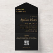 Minimalistisches Schwarz-Gold-Brautparty All In One Einladung (Innen Boden)