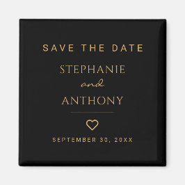 Minimalistisches Schwarz-Gold-Herz Moderne Hochzei Magnet