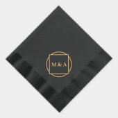 Minimalistisches Schwarz/Gold Monogram/Logo Servietten Mit Folie (Rechts)