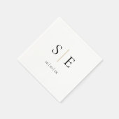 Minimalistisches Schwarz-Gold-Monogramm-Datum Serviette (Ecke)