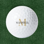 Minimalistisches Schwarz-Gold-Monogramm Golfball<br><div class="desc">Moderne Gold- und Black-Mit Monogramm-Golfbälle - Erstellen Sie Ihren eigenen Vatertag, Geburtstag oder ein Rentengeschenk, indem Sie den Namen und das Monogramm des Empfängers hinzufügen. Woll einen anderen Schriftart oder eine andere Farbe für das Monogramm und den Namen? Wählen Sie aus über 100 verschiedenen Schriftart und Farben, indem Sie das...</div>