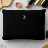 Minimalistisches Schwarz-Gold-Monogramm-Makeup Zubehörtasche