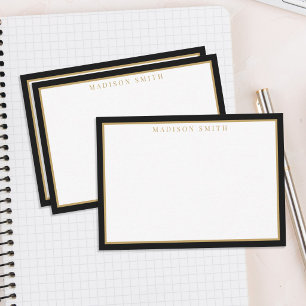 Minimalistisches Schwarz-Gold-Monogramm Mitteilungskarte