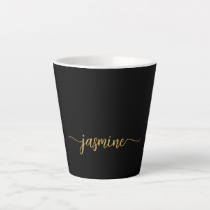 Minimalistisches Schwarz-Gold-Monogramm-Namens-Sig Milchtasse