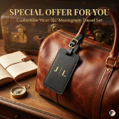 Minimalistisches Schwarz & Gold Monogramm Personal Gepäckanhänger