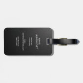 Minimalistisches Schwarz & Gold Monogramm Personal Gepäckanhänger (Rückseite horizontal)