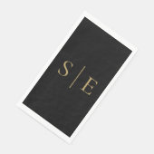 Minimalistisches Schwarz-Gold Monogramm Serviette (Ecke)