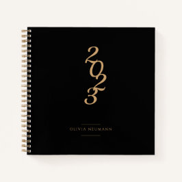 Minimalistisches Schwarz-Gold-Notebook 2022 Notizblock