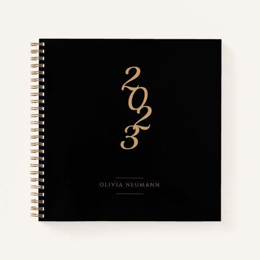 Minimalistisches Schwarz-Gold-Notebook 2022 Notizblock (Vorderseite)