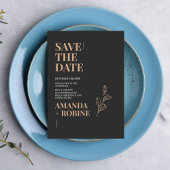 Minimalistisches Schwarz/Gold Save the Date