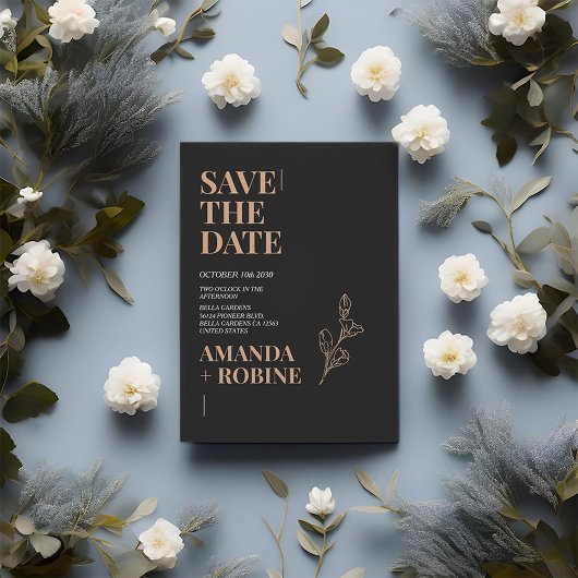 Minimalistisches Schwarz/Gold Save the Date