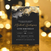 Minimalistisches Schwarz-Gold-Script 40. Geburtsta Einladung