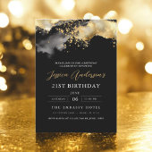 Minimalistisches Schwarz-Gold-Script am 21. Geburt Einladung