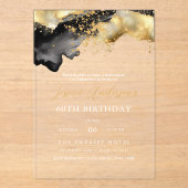 Minimalistisches Schwarz-Gold-Script am 60. Geburt Acryleinladungen (Vorderseite)