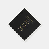 Minimalistisches Schwarz-Gold-Sonderdatum Serviette (Ecke)