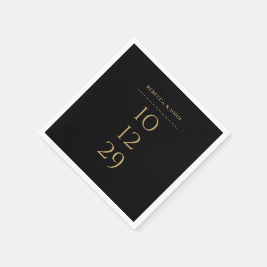 Minimalistisches Schwarz-Gold-Sonderdatum Serviette (Ecke)