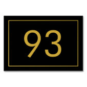 Minimalistisches Schwarz-Gold-Text-Restaurant Tischnummer (Vorderseite)