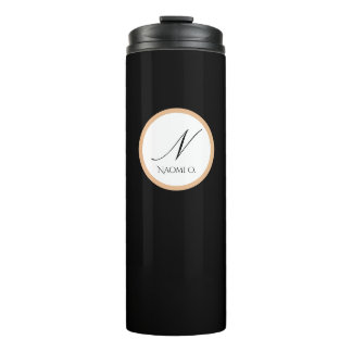 Minimalistisches Schwarz, Gold & Weiß personalisie Thermosbecher