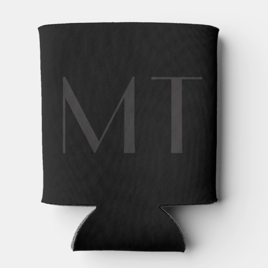 Minimalistisches Schwarz-Grau-Elegantes Monogramm Dosenkühler (Rückseite)