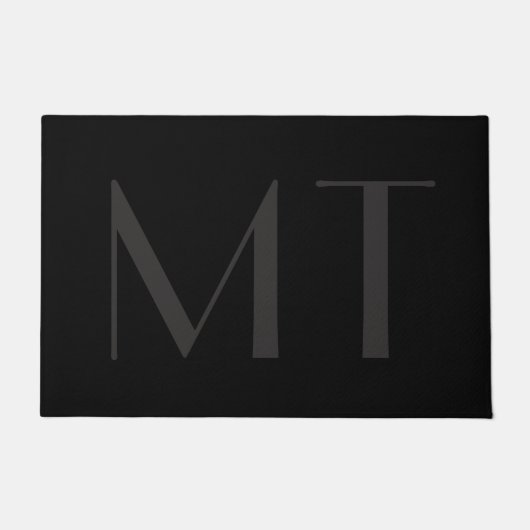 Minimalistisches Schwarz-Grau-Elegantes Monogramm Fußmatte (Vorderseite)