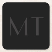 Minimalistisches Schwarz-Grau-Elegantes Monogramm Rechteckiger Pappuntersetzer (Vorderseite)
