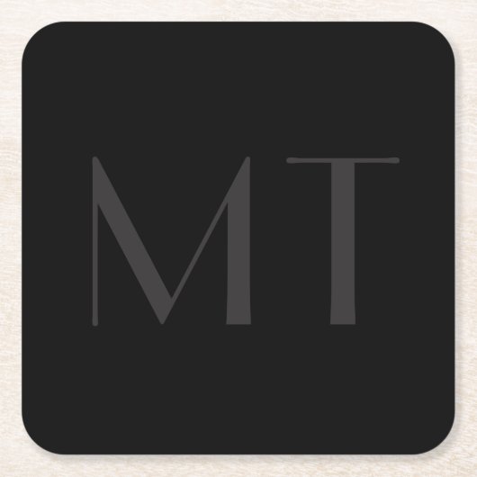 Minimalistisches Schwarz-Grau-Elegantes Monogramm Rechteckiger Pappuntersetzer (Vorderseite)