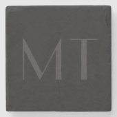 Minimalistisches Schwarz-Grau-Elegantes Monogramm Steinuntersetzer (Vorderseite)