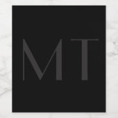 Minimalistisches Schwarz-Grau-Elegantes Monogramm Weinetikett (Einzelnes Label)
