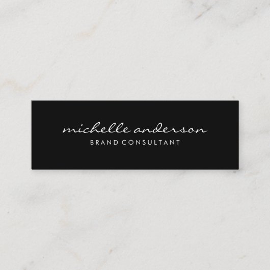 Minimalistisches Schwarz-Grau mit kursivem Text Mini Visitenkarte (Vorderseite)