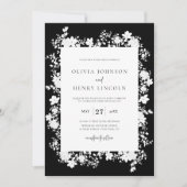 Minimalistisches Schwarz | Hochzeitsarbeiten mit w Einladung (Vorderseite)