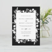 Minimalistisches Schwarz | Hochzeitsarbeiten mit w Einladung (Stehend Vorderseite)