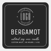 Minimalistisches Schwarz mit dem Logo-Logo Quadratischer Aufkleber (Vorderseite)