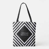 Minimalistisches Schwarz mit geometrischen Linien  Tasche (Rückseite)