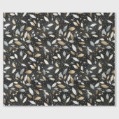 Minimalistisches Schwarz mit Gold und Silber-Glitz Geschenkpapier (Flach)