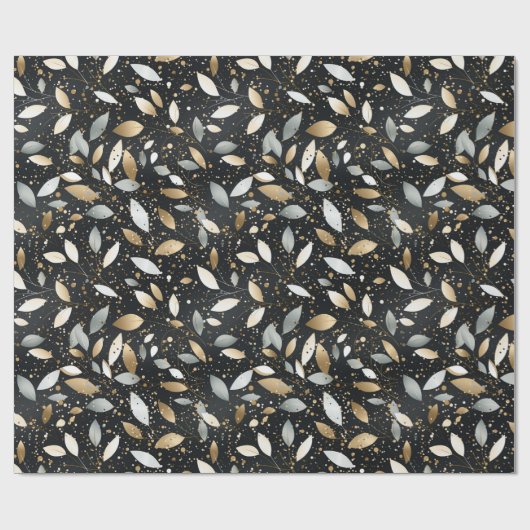 Minimalistisches Schwarz mit Gold und Silber-Glitz Geschenkpapier (Flach)