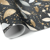 Minimalistisches Schwarz mit Gold und Silber-Glitz Geschenkpapier (Rolleneckpunkt)