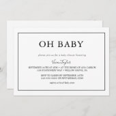 Minimalistisches Schwarz | Oh Baby Shower Einladun Einladung (Vorne/Hinten)
